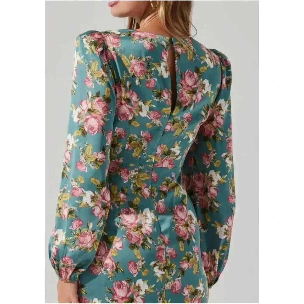 ASTR LONG SLEEVE FLORAL MAXI DRESS SIZE MEDIUM BOHO, HOLIDAY WEDDING GUEST - Picture 5 of 16